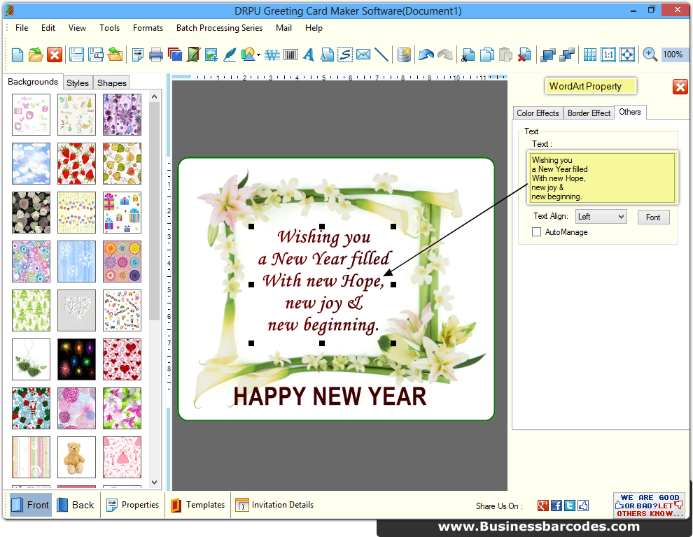 View of Greeting Card Maker Software Screenshots - BusinessBarcodes