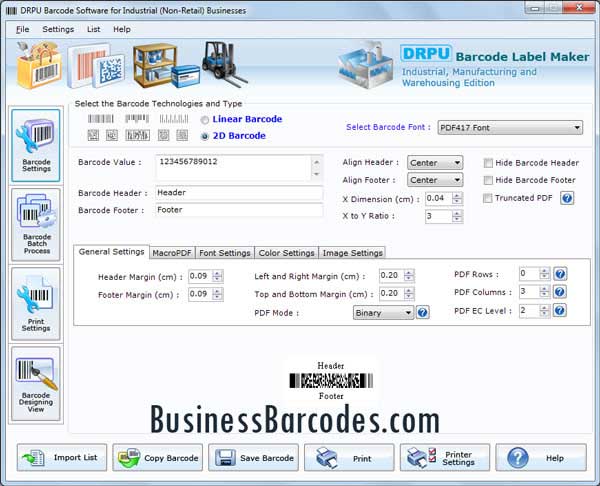 Warehousing Industry Barcodes Maker screenshot